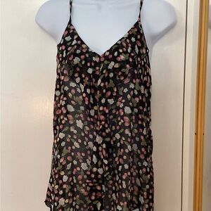 Floral Black Ruffle Camisole Top